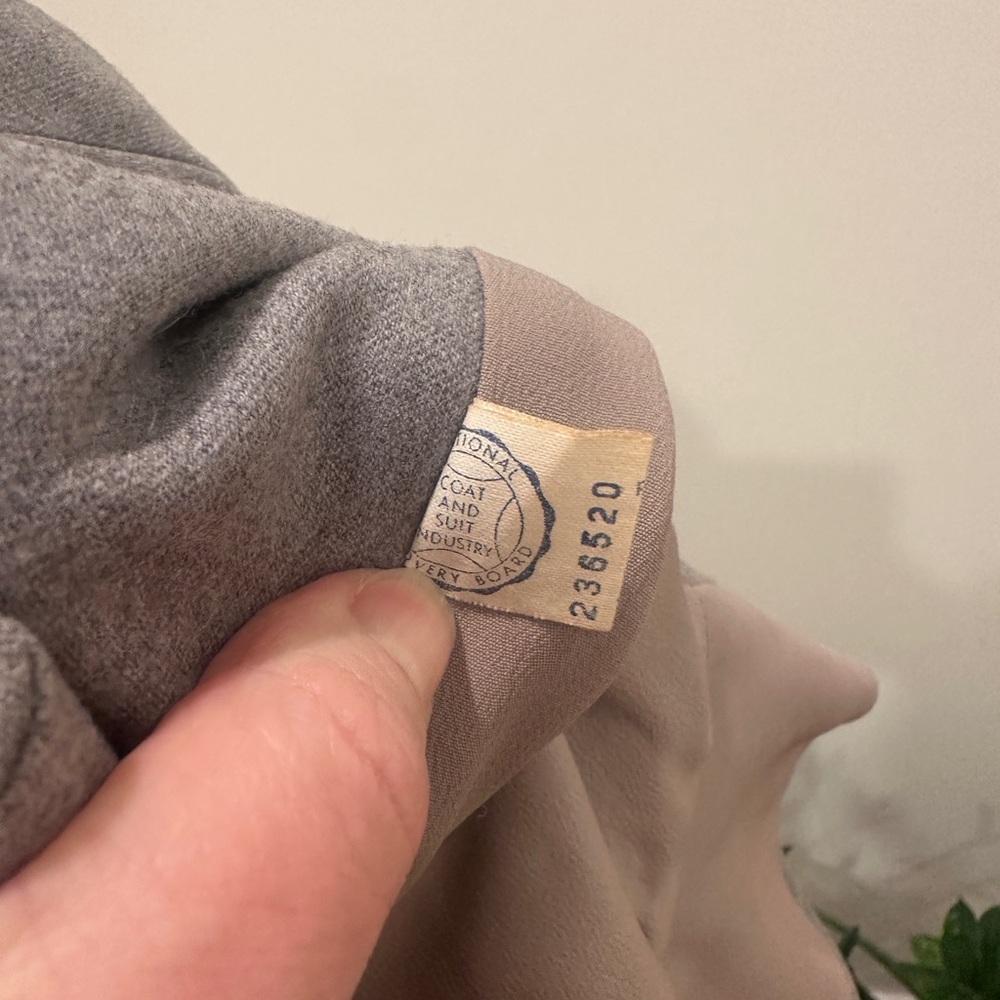 Vintage Frances Shop Gray Wool Suit Set Real Mink Fur Collar Jacket & Skirt S - Picture 10 of 16
